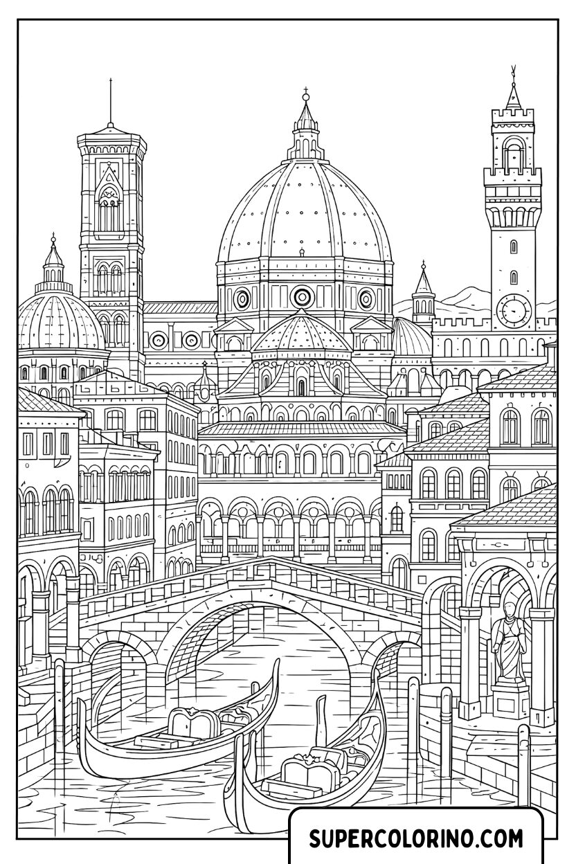 Malvorlage Kathedrale und Kuppel von Florenz für Erwachsene