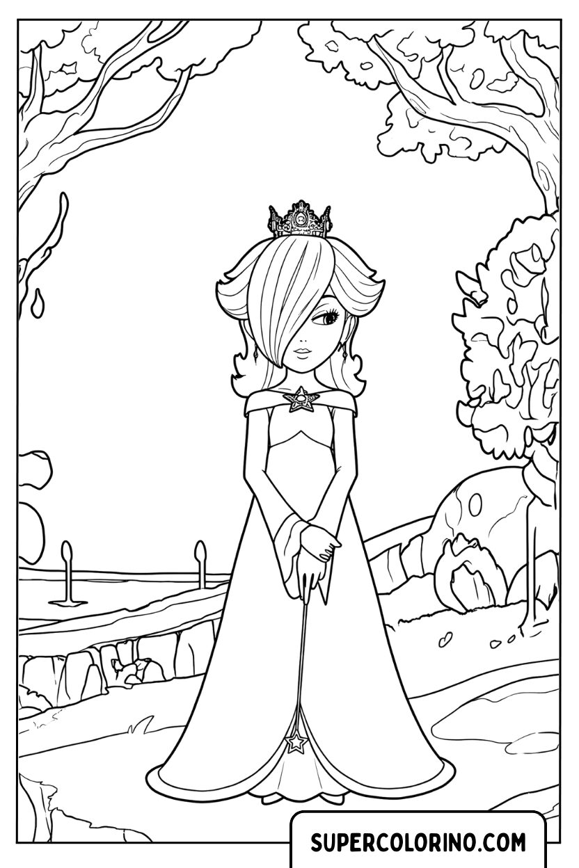 Kleurplaat van prinses Rosalina in de Super Mario Galaxy-film