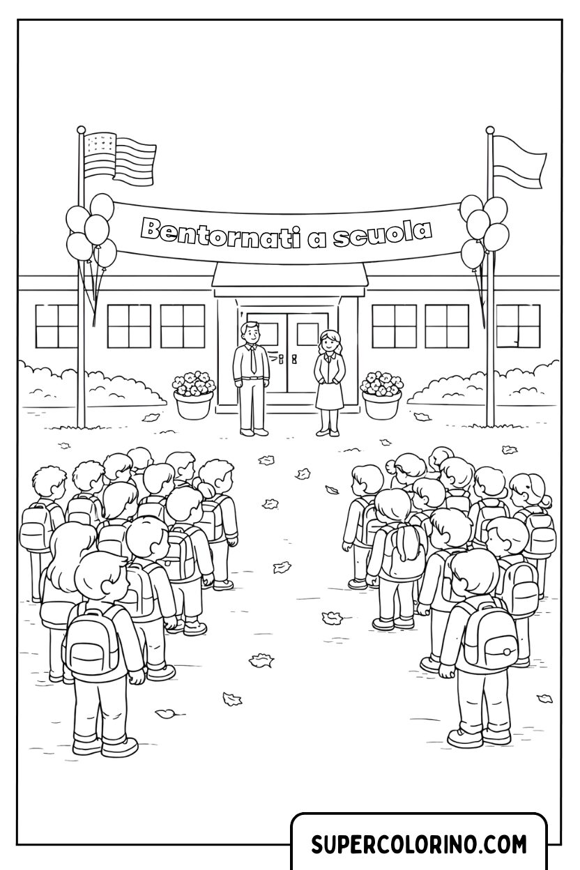 Coloriage de la cérémonie de bienvenue à l'école