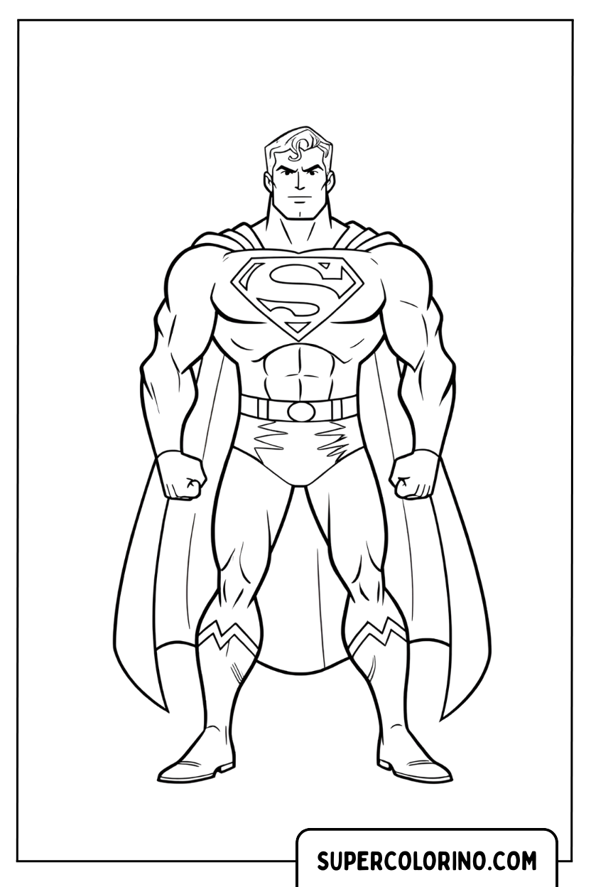 Coloriage - Pose classique de Superman pour Colorier