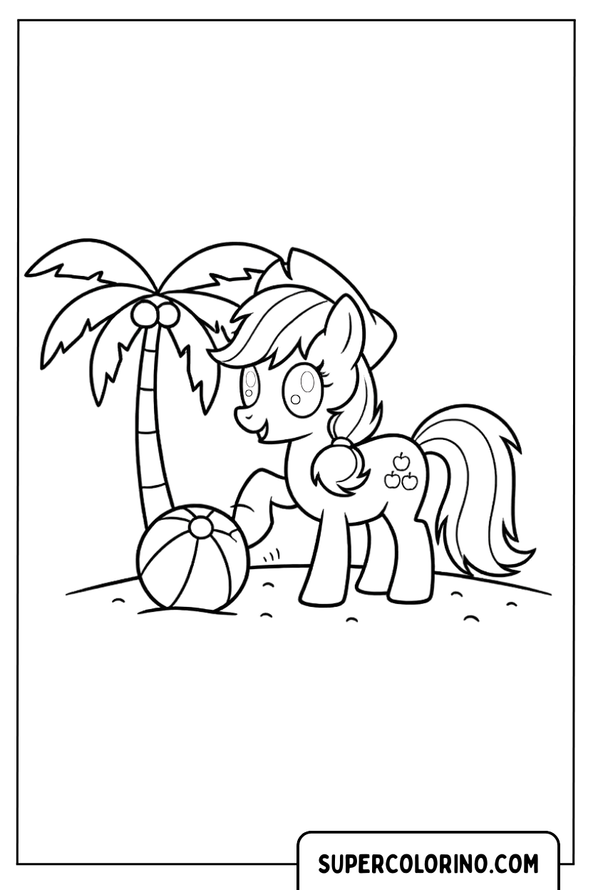 Coloriage - Applejack à la plage pour Colorier