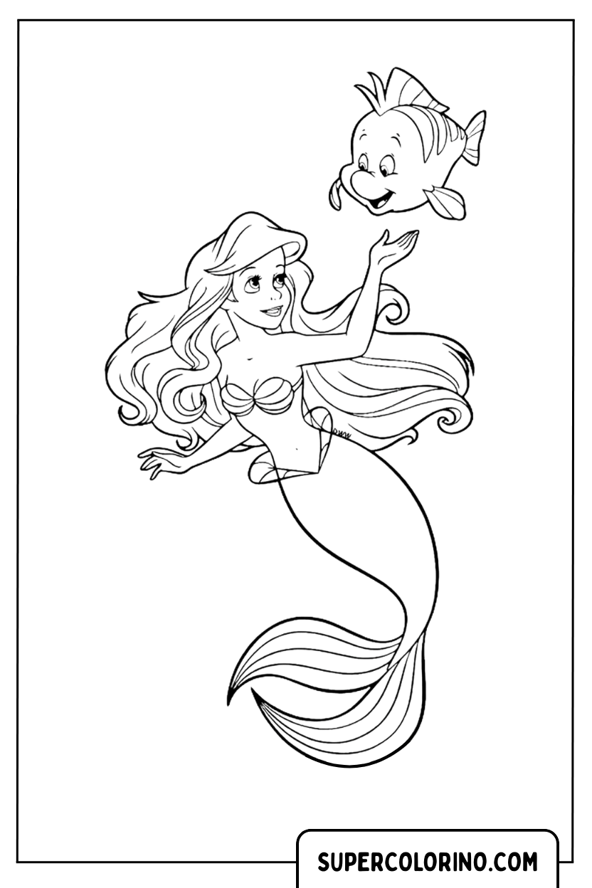 Malvorlage Ariel und Flunder