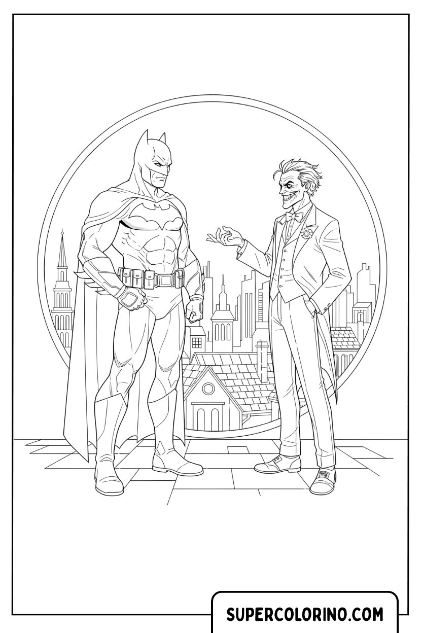 Malvorlagen zum Vergleich von Batman und Joker