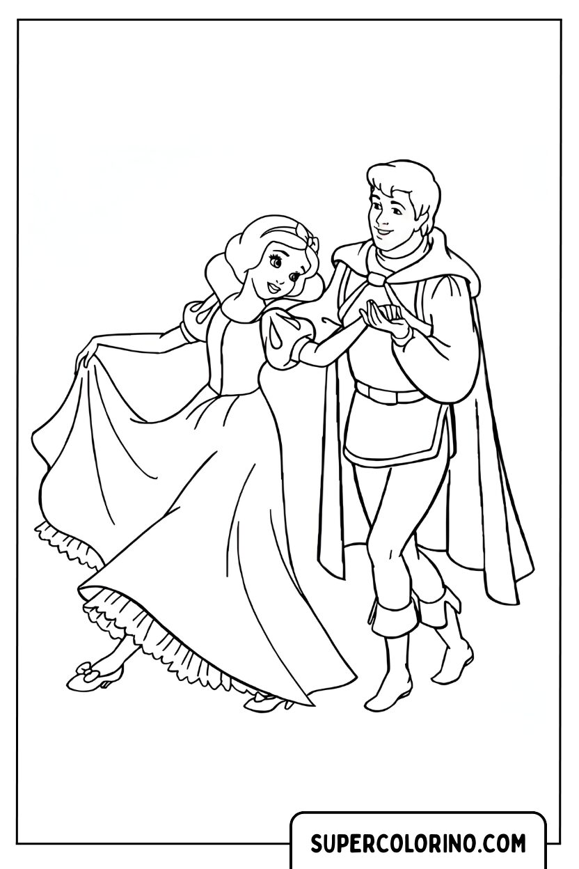 Malvorlage Schneewittchen und der Prinz