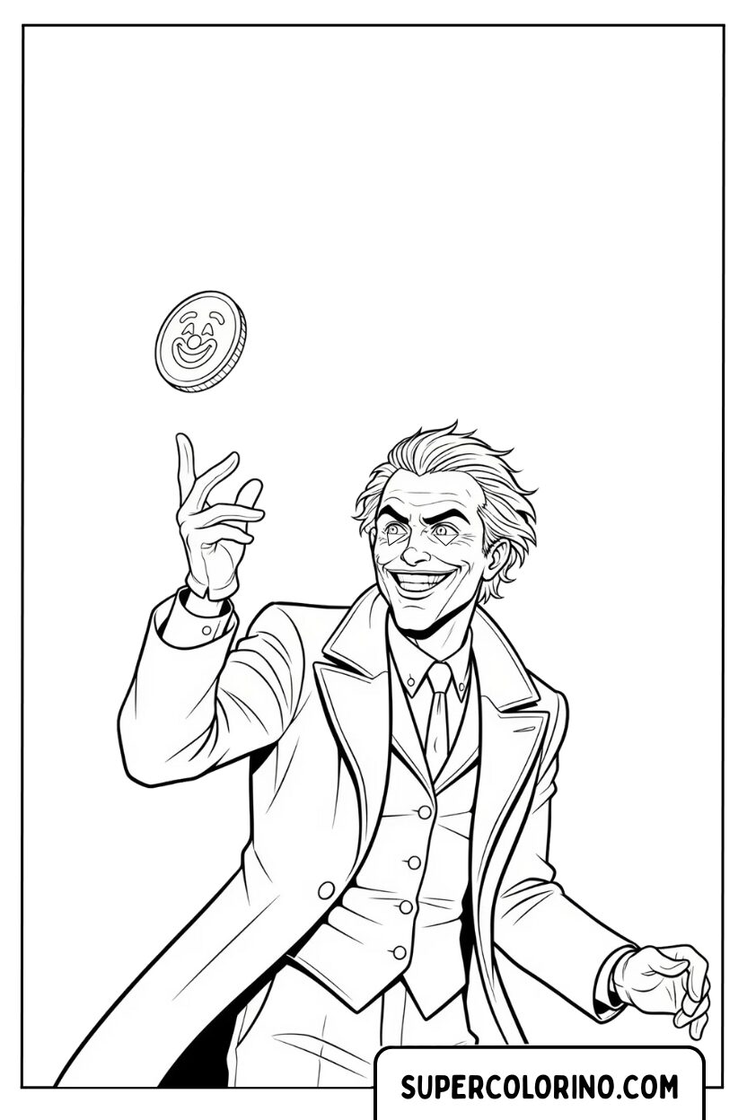 Ausmalbild: Joker, der eine Münze wirft