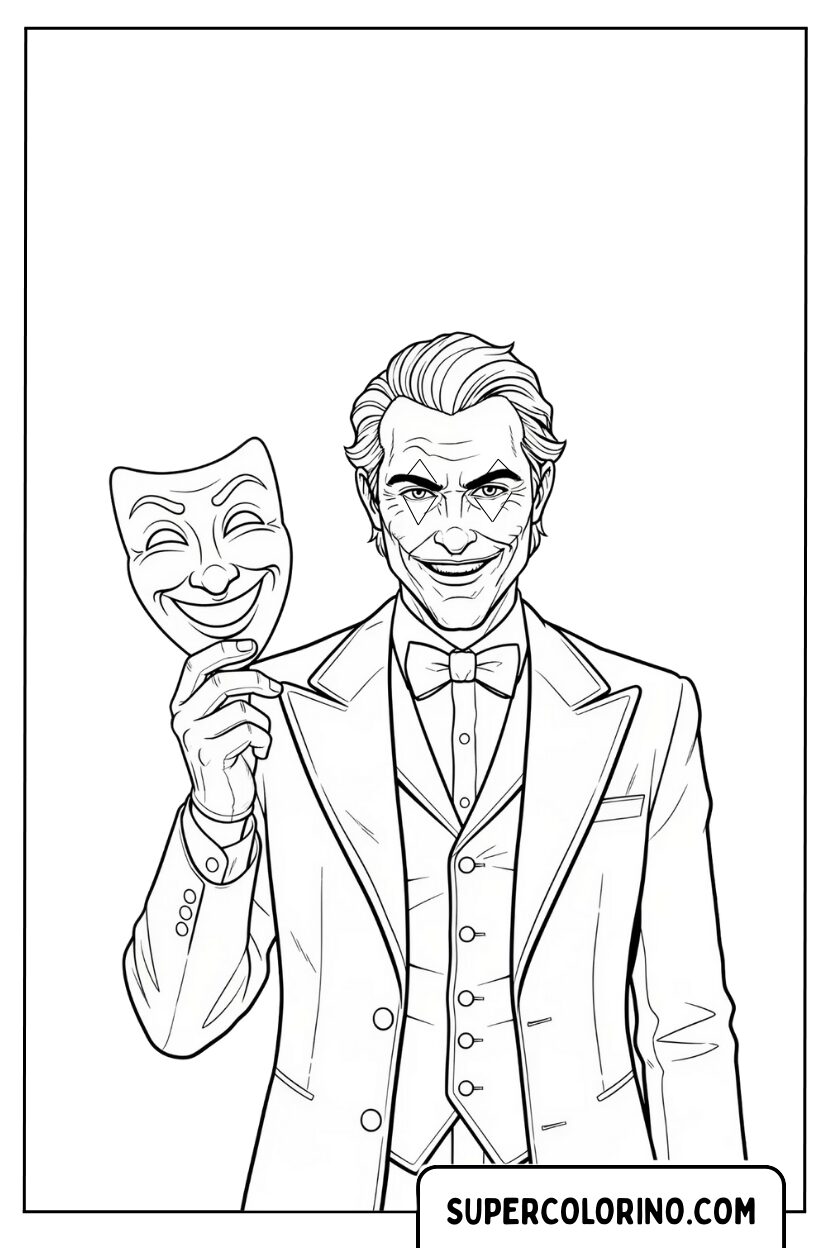 Ausmalbild: Joker mit Theatermaske