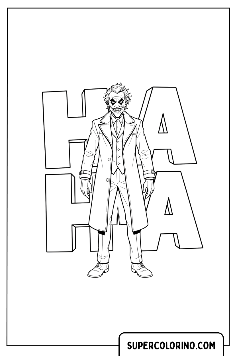 Joker-Malseite vor den Worten „HAHA“.