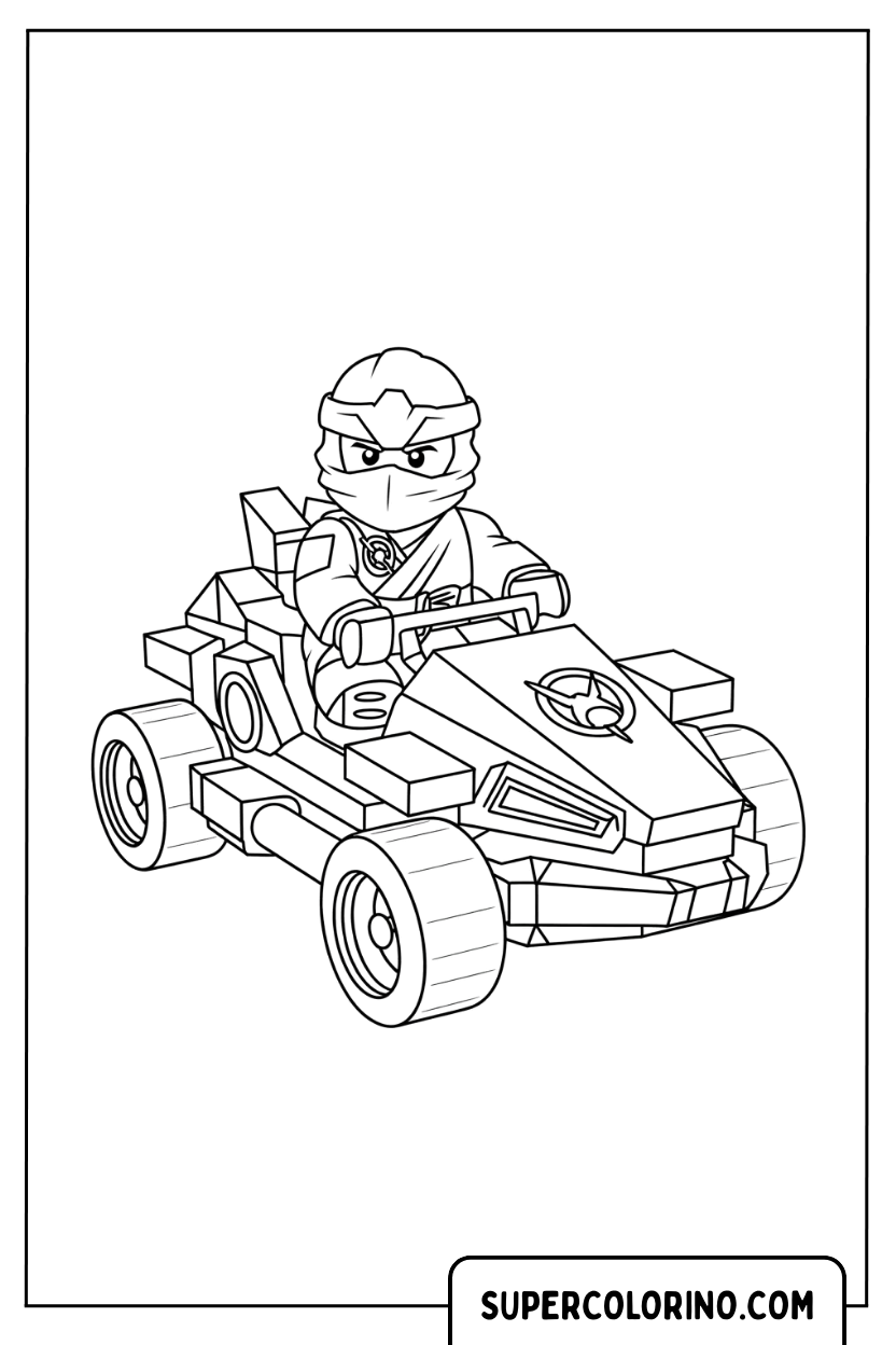 Coloriage Lloyd sur son véhicule tout-terrain ninja