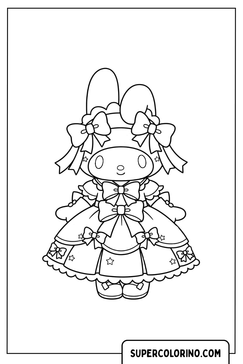Coloriage de My Melody en robe royale