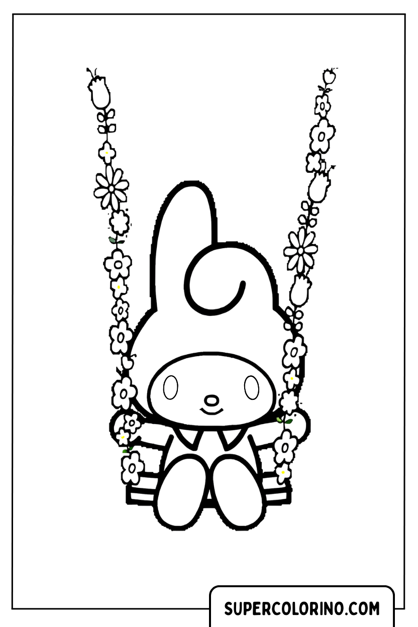 Coloriage Ma mélodie sur la balançoire fleurie