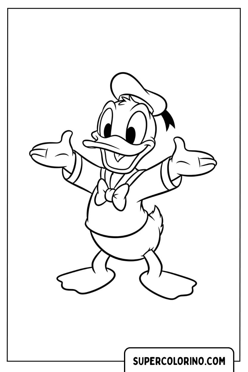 Coloriage Donald Duck à bras ouverts pour Colorier