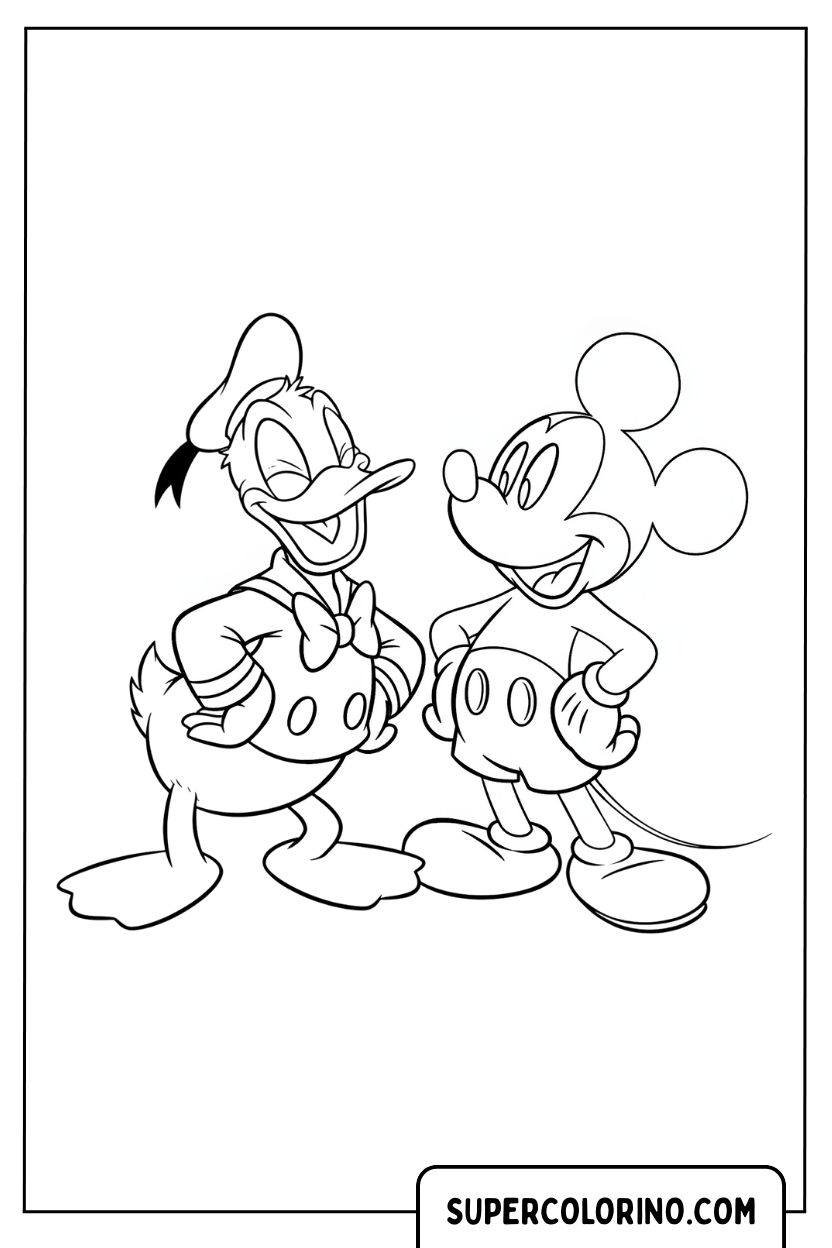 Coloriage Donald Duck et Mickey Mouse, amis
