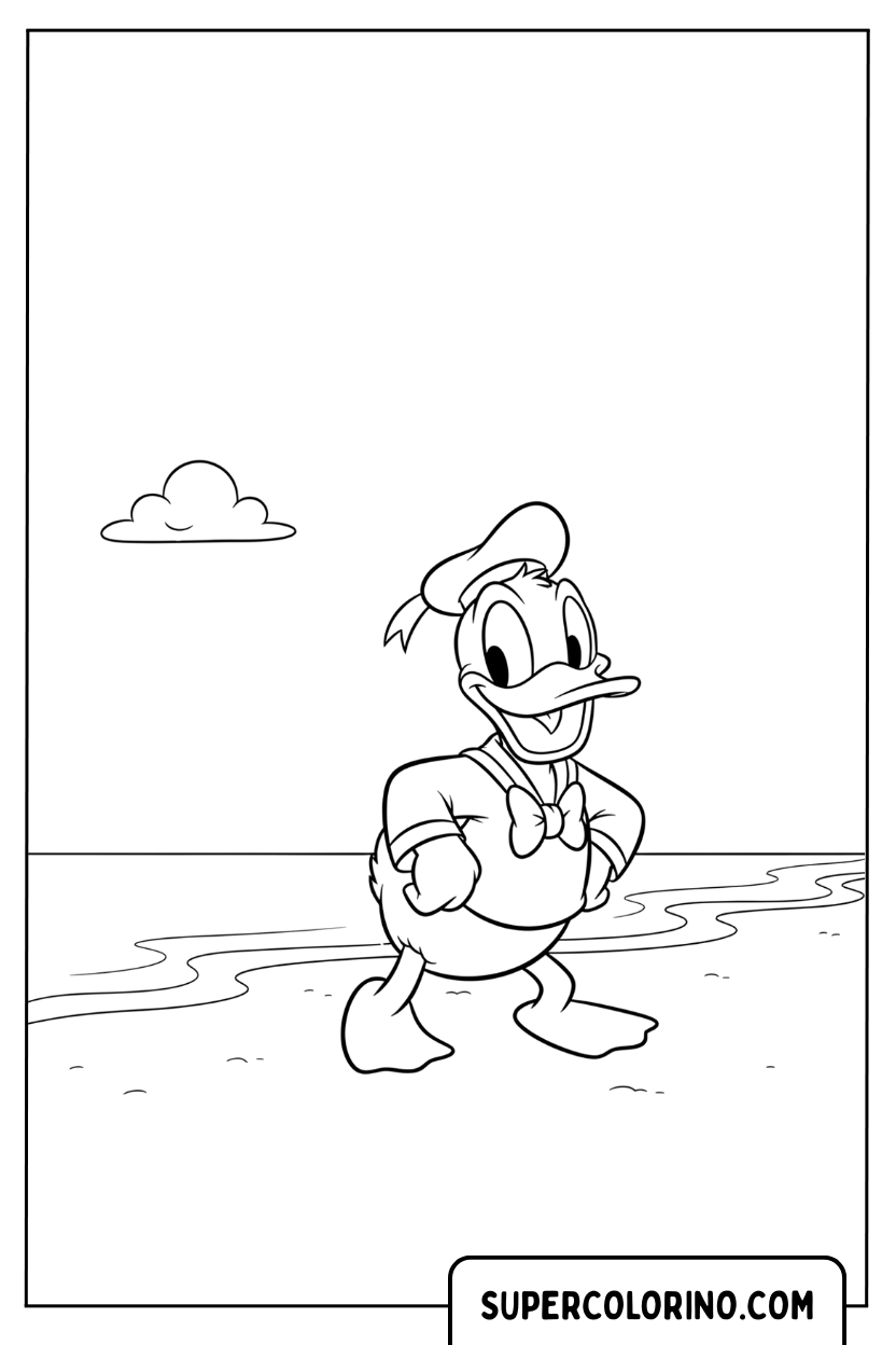 Coloriage Donald Duck à la plage