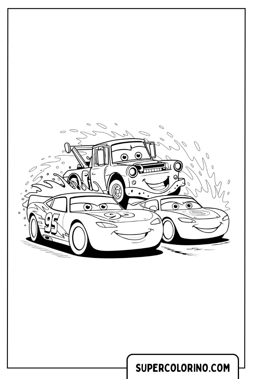 Coloriage Lightning McQueen, Mater et Sally