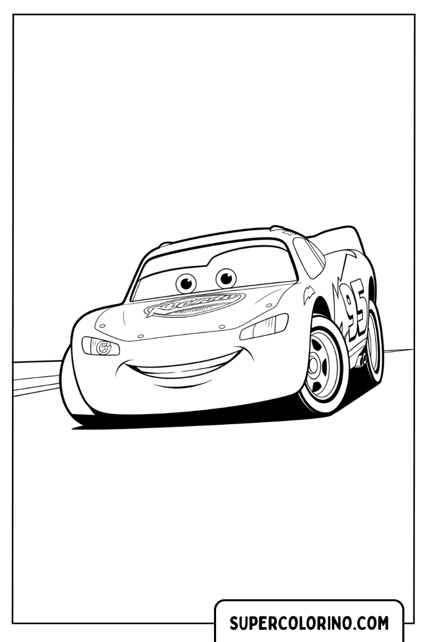 Coloriage Lightning McQueen sur la piste pour Colorier
