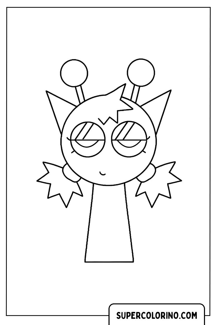 Ausmalbild: Alien Sprunki mit Antennen