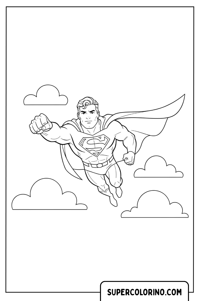 Coloriage Superman volant vite pour Colorier
