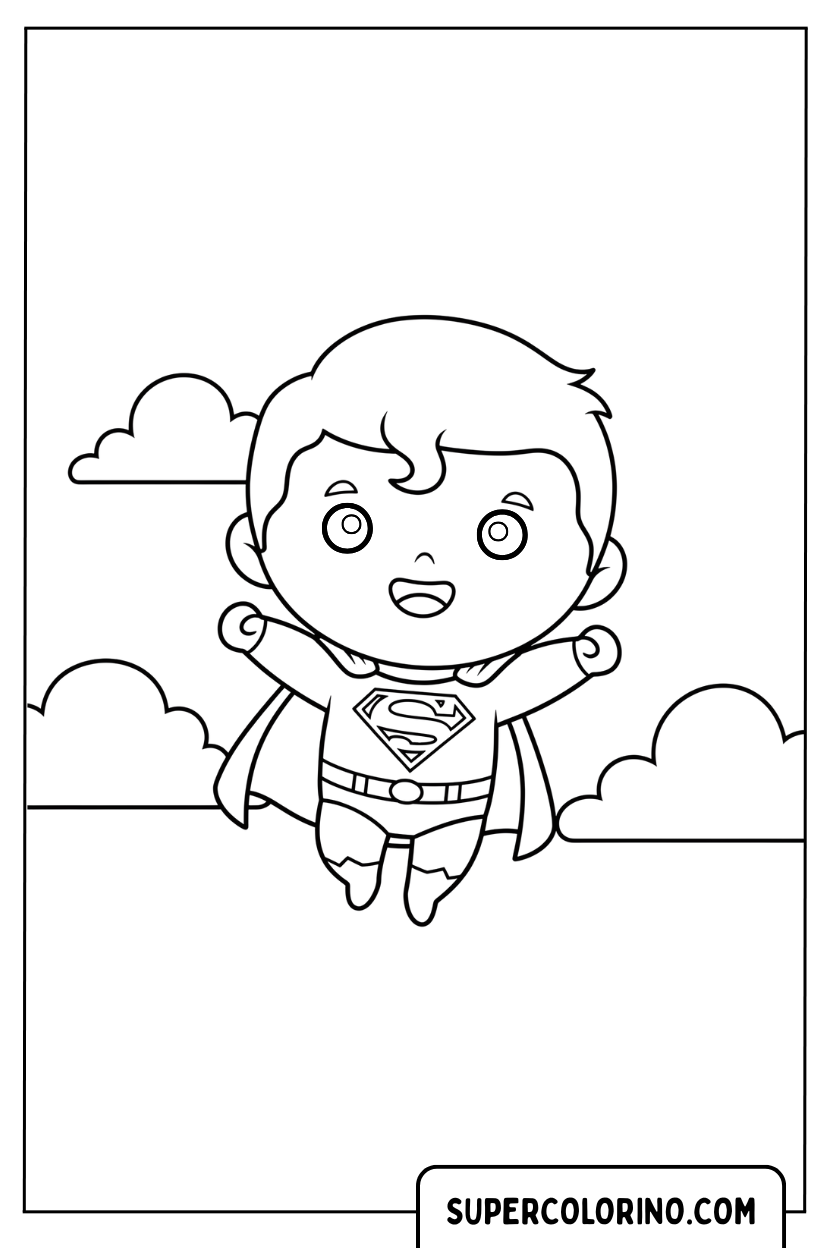 Coloriage Chibi Superman sautant de joie