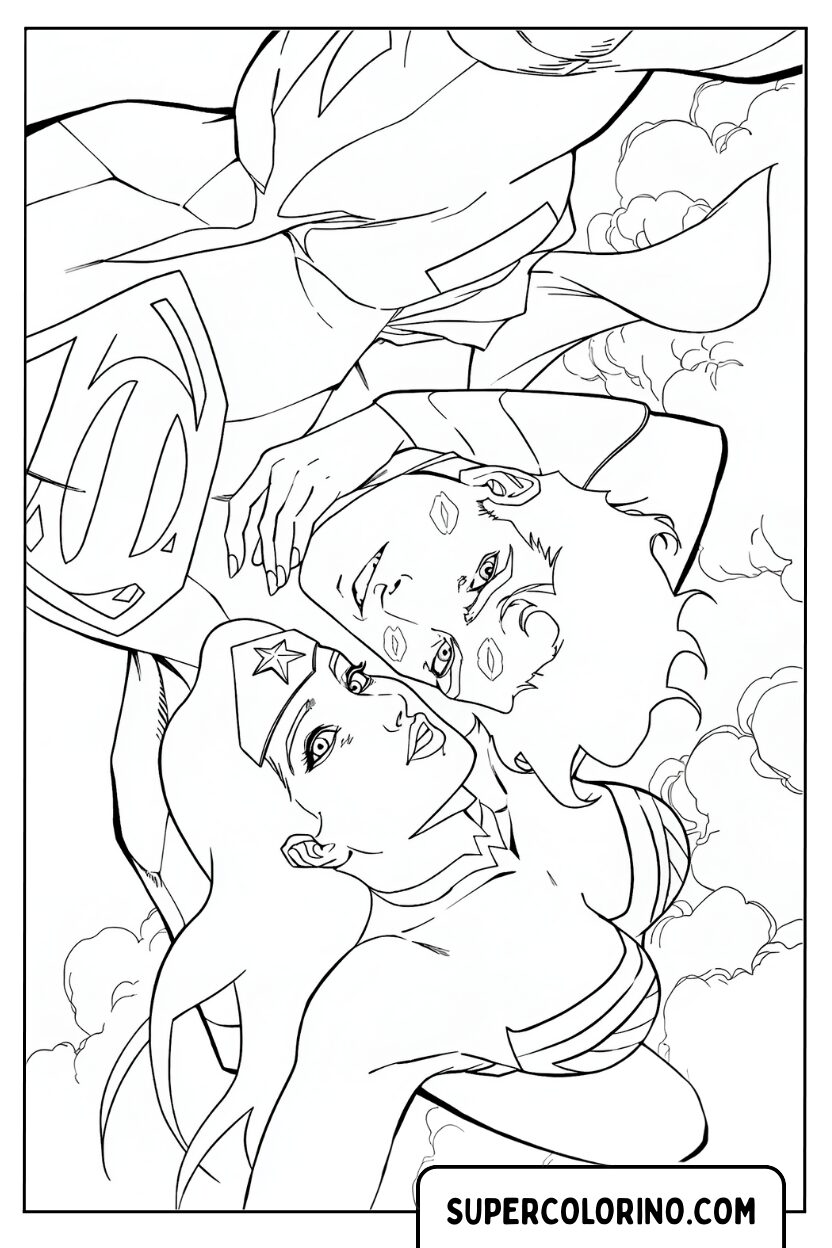 Coloriage Superman et Wonder Woman