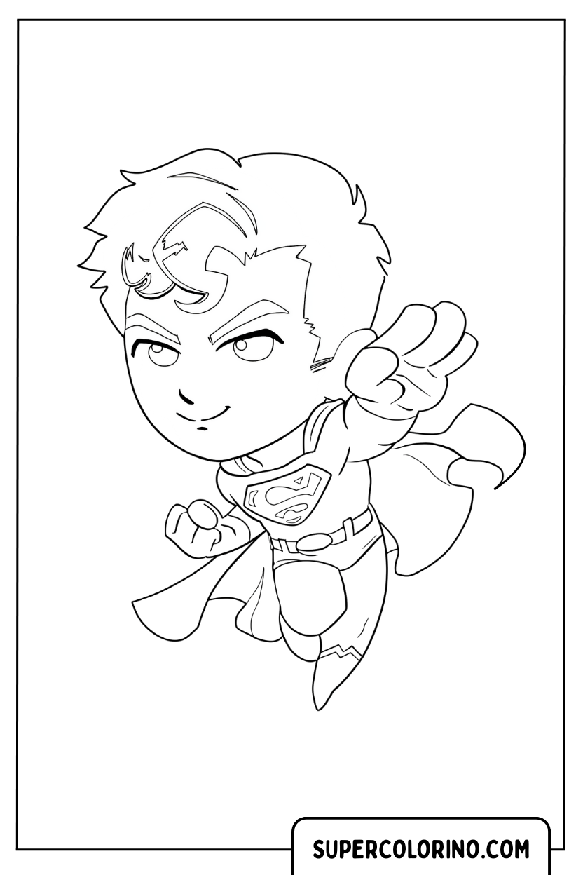 Coloriage de Superman dans le style chibi