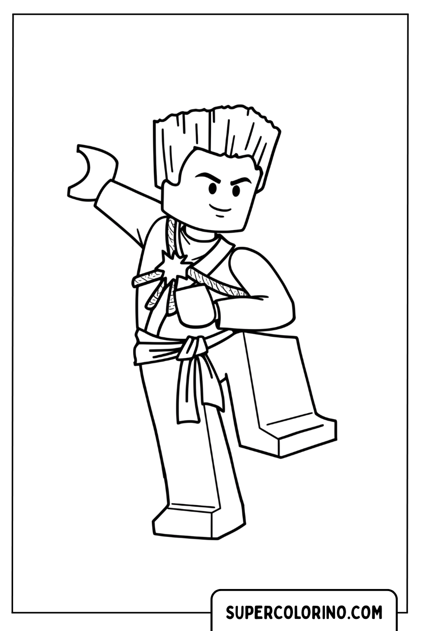 Coloriage - Zane dans une pose de combat à mains nues