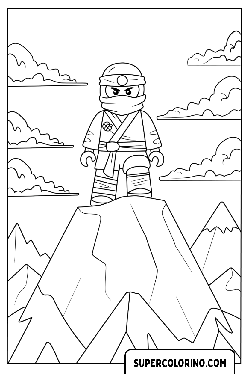 Coloriage Zane au sommet d'une montagne