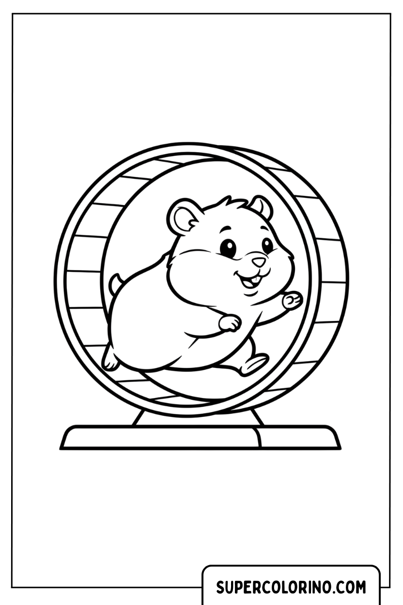 Malvorlage eines Hamsters im Rad