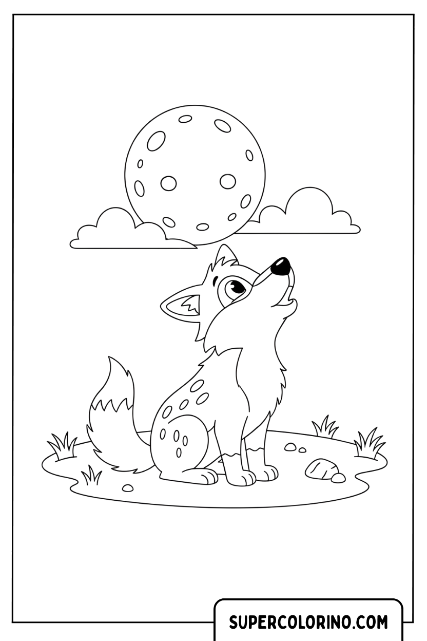 Malvorlage eines heulenden Wolfsjungen