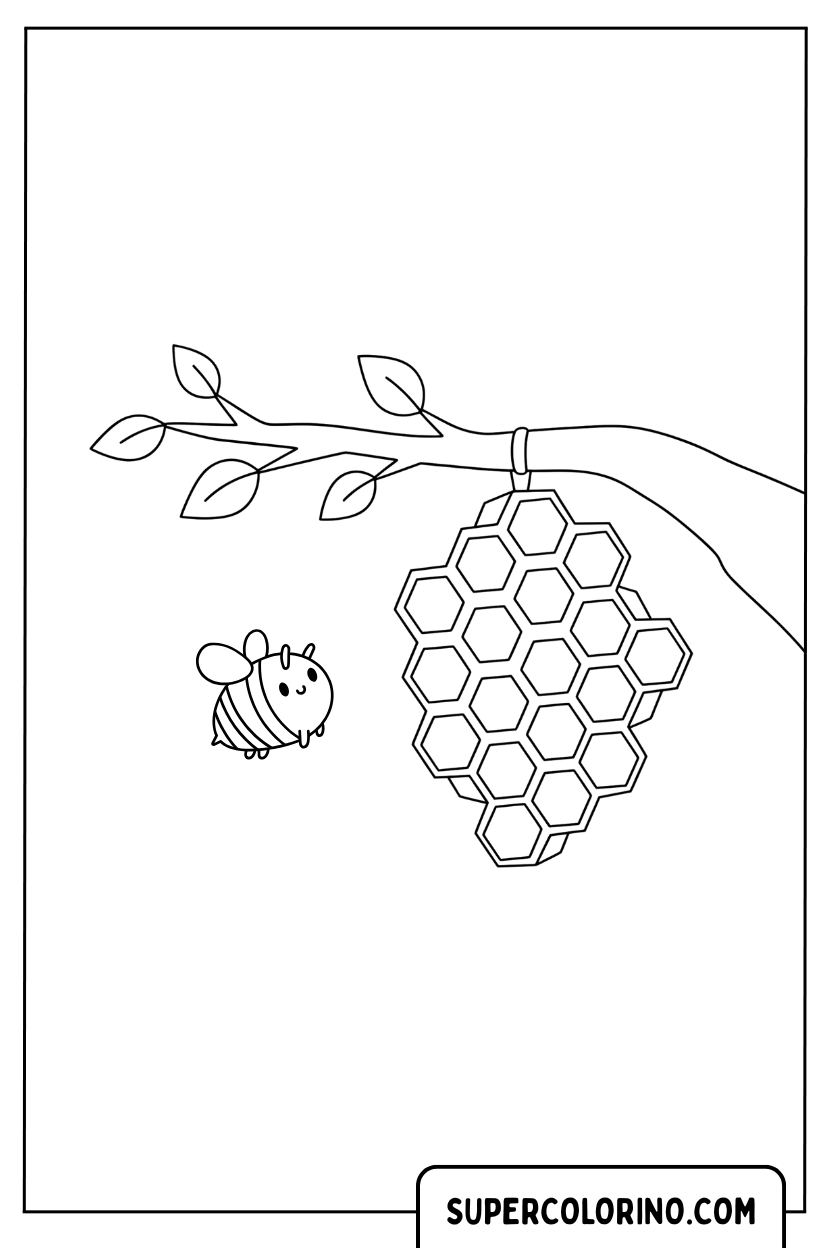 Disegno di un favo di miele geometrico da colorare