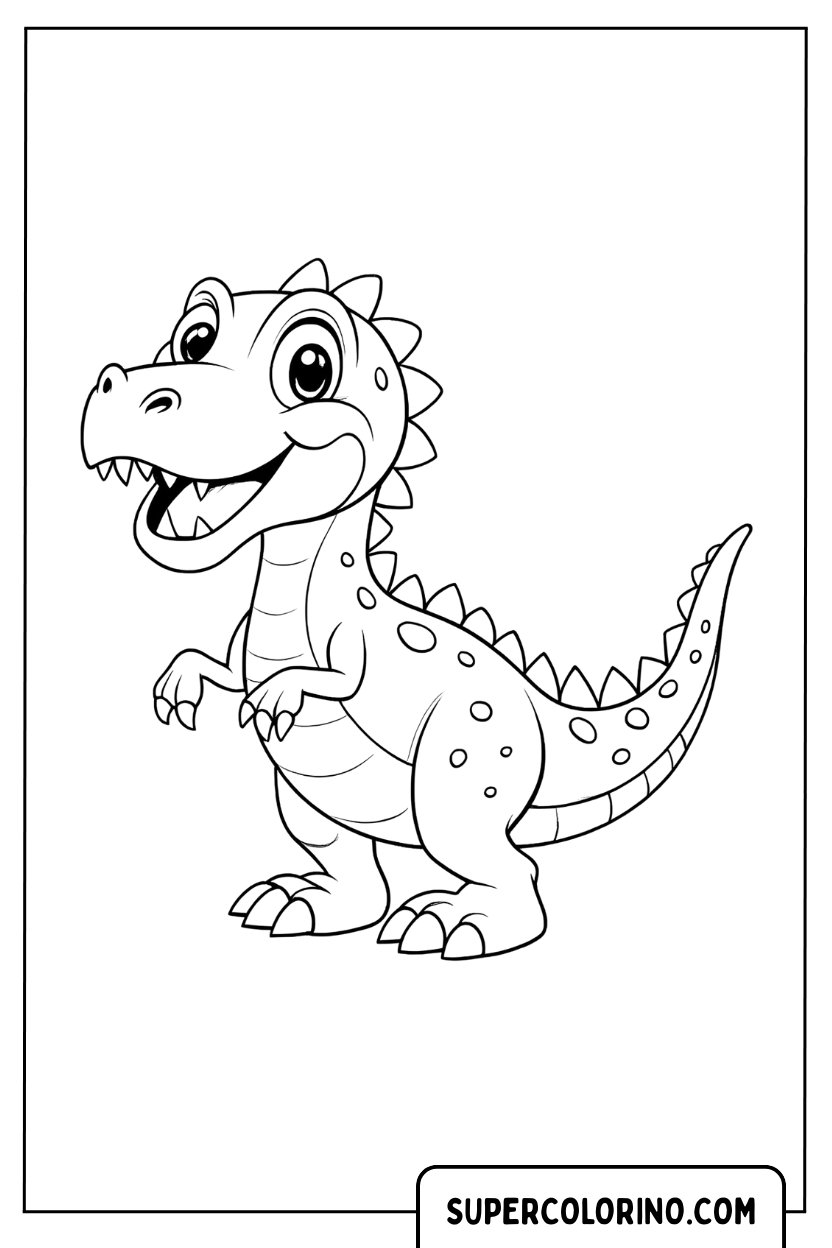 Malvorlage eines jungen T-Rex mit Haube