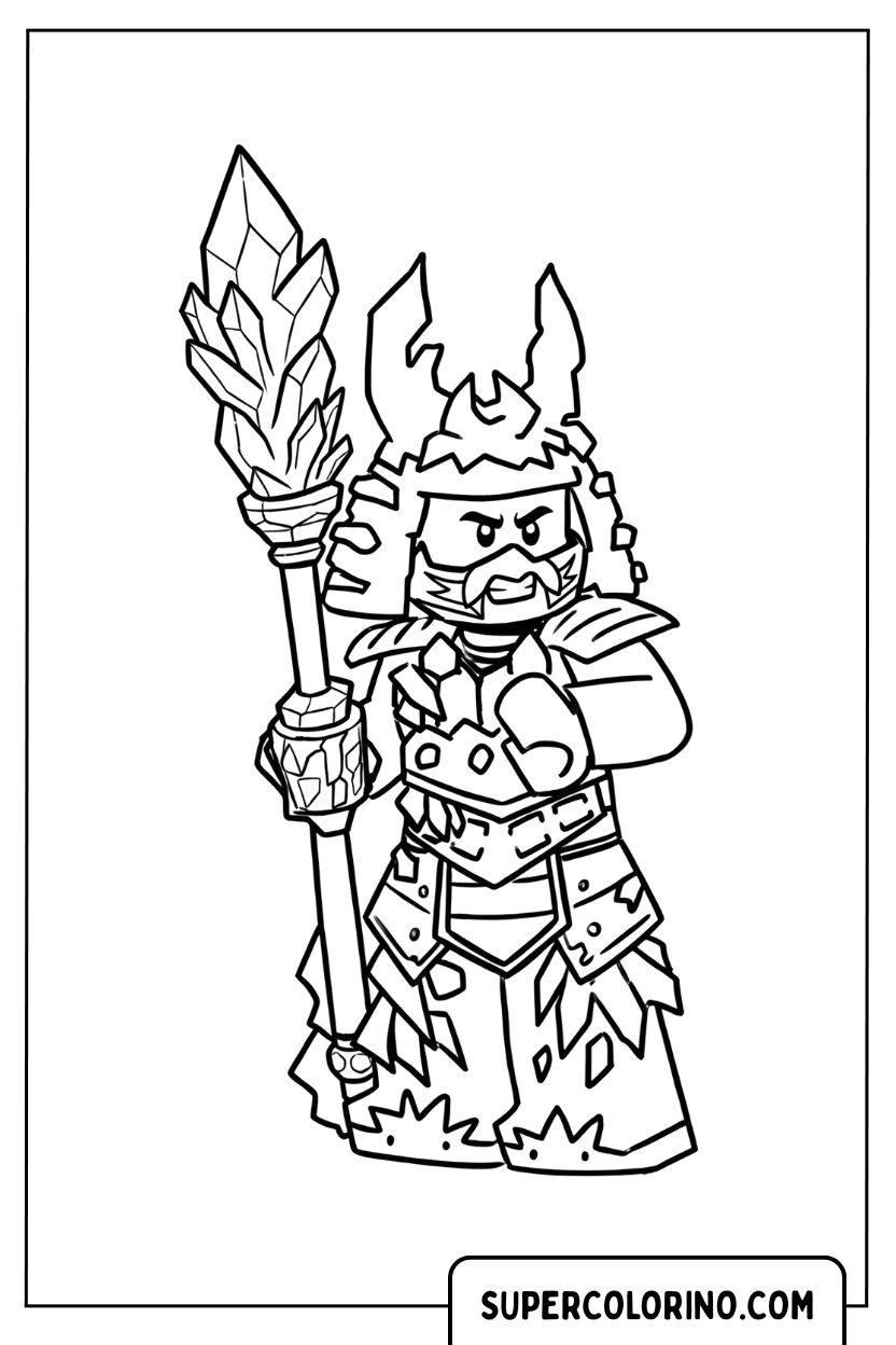 Coloriage d'un guerrier samouraï en armure