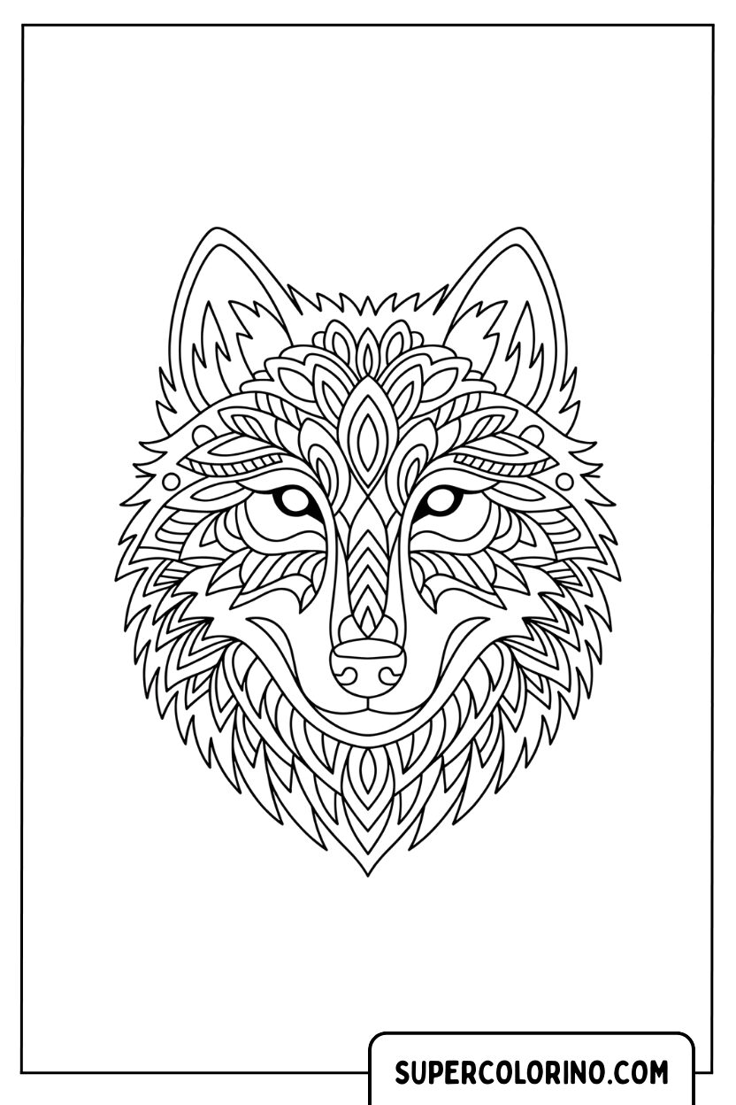 Malvorlage Wolf im Mandala-Stil