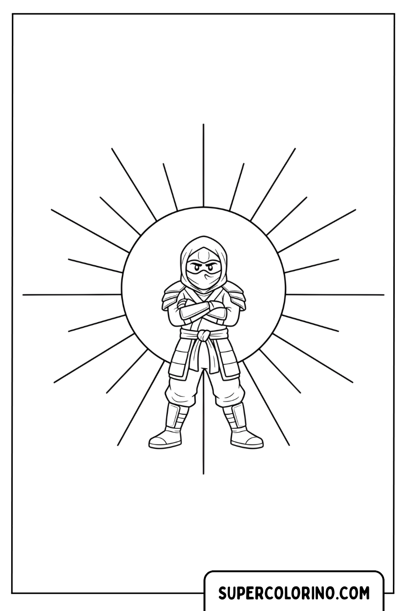 Coloriage d'un ninja avec une aura d'énergie