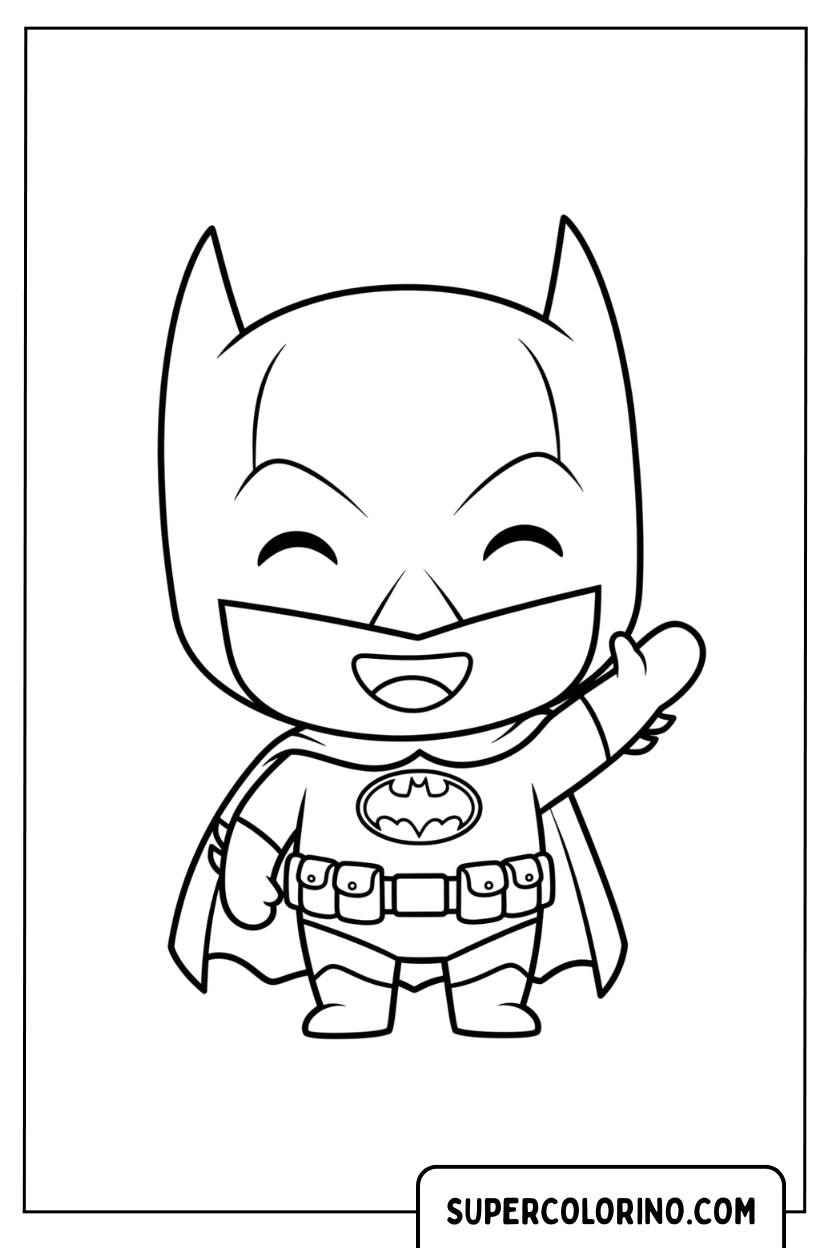Malvorlage eines glücklichen kleinen Batman