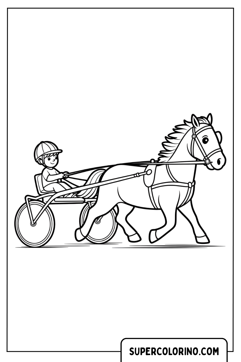 Malvorlage eines Ponys, das eine Kutsche zieht