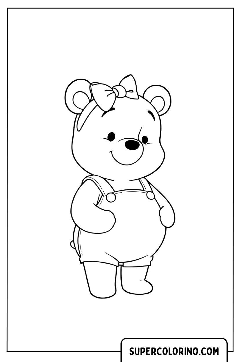 Disegno di una versione femminile di Winnie the Pooh da colorare