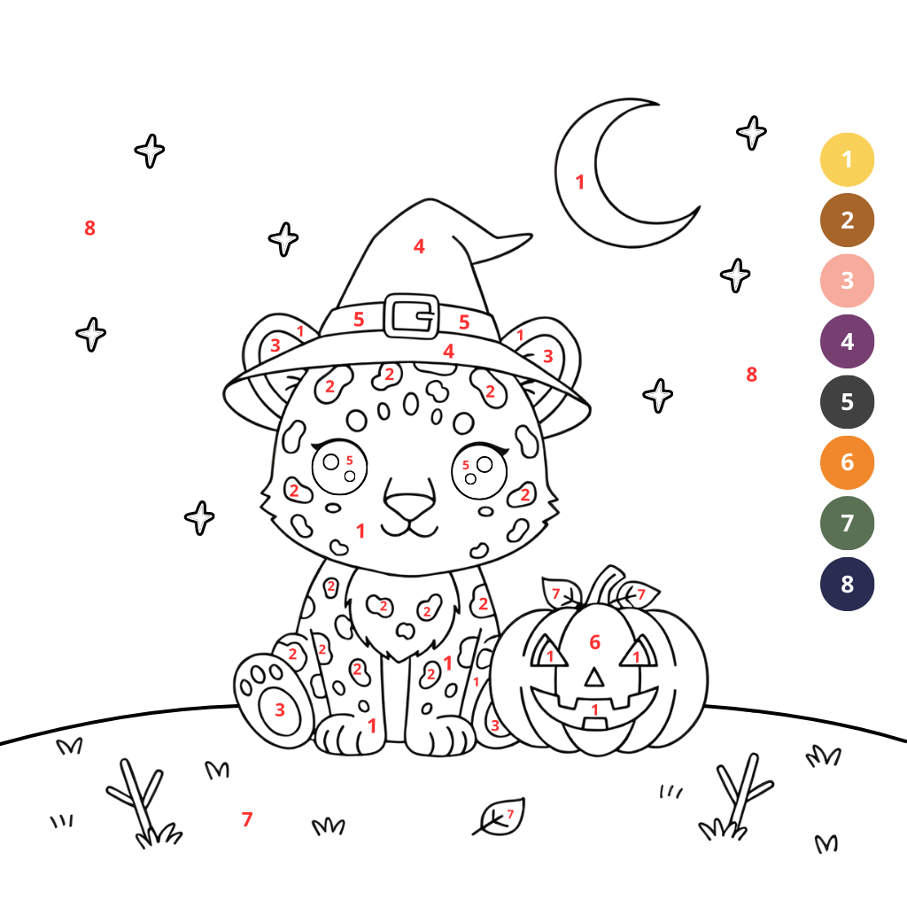 Coloriage léopard par numéros