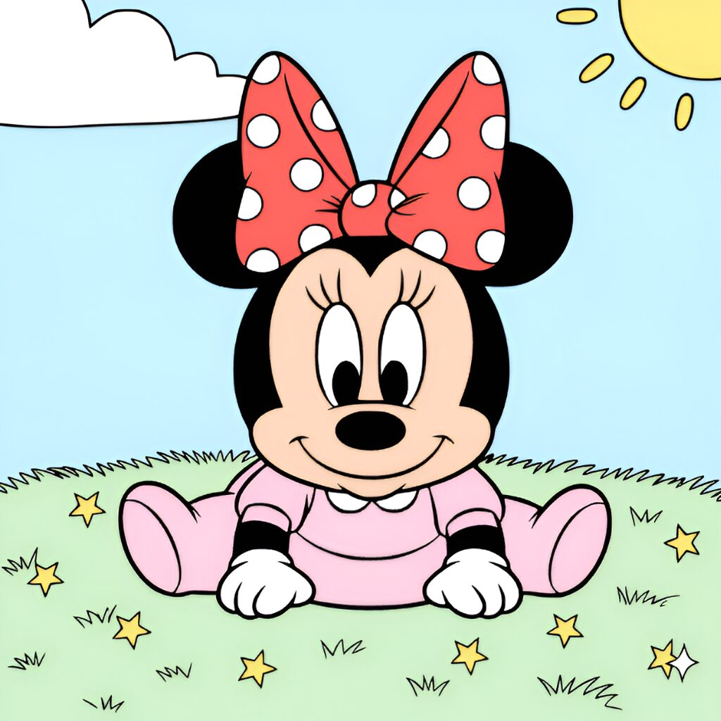 Pagina da colorare con numeri di Minnie