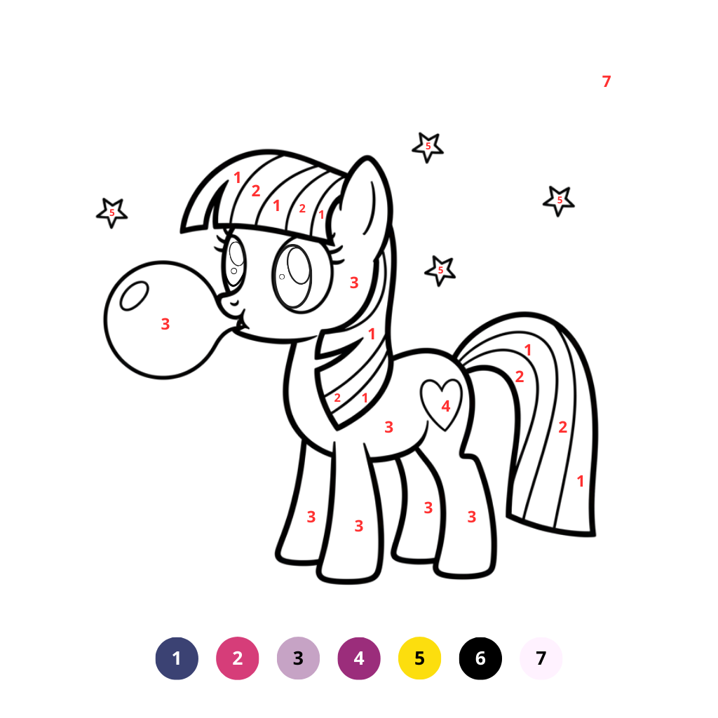 Coloriage numéroté mignon de Twilight Sparkle
