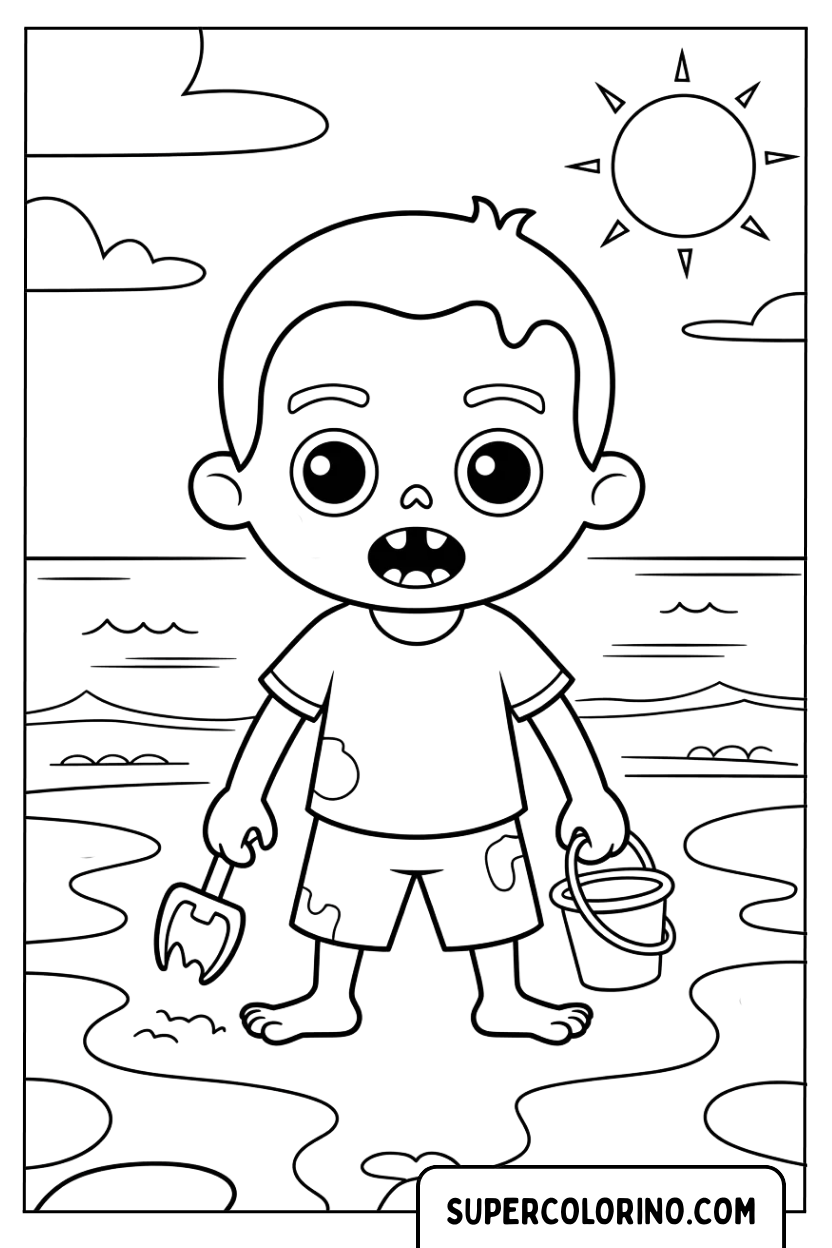 Niedlicher Zombie am Strand für Ihre Farbdesigns
