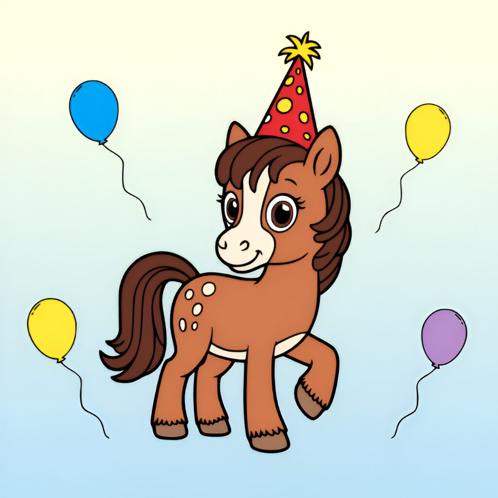Malvorlage Pony nach Zahlen