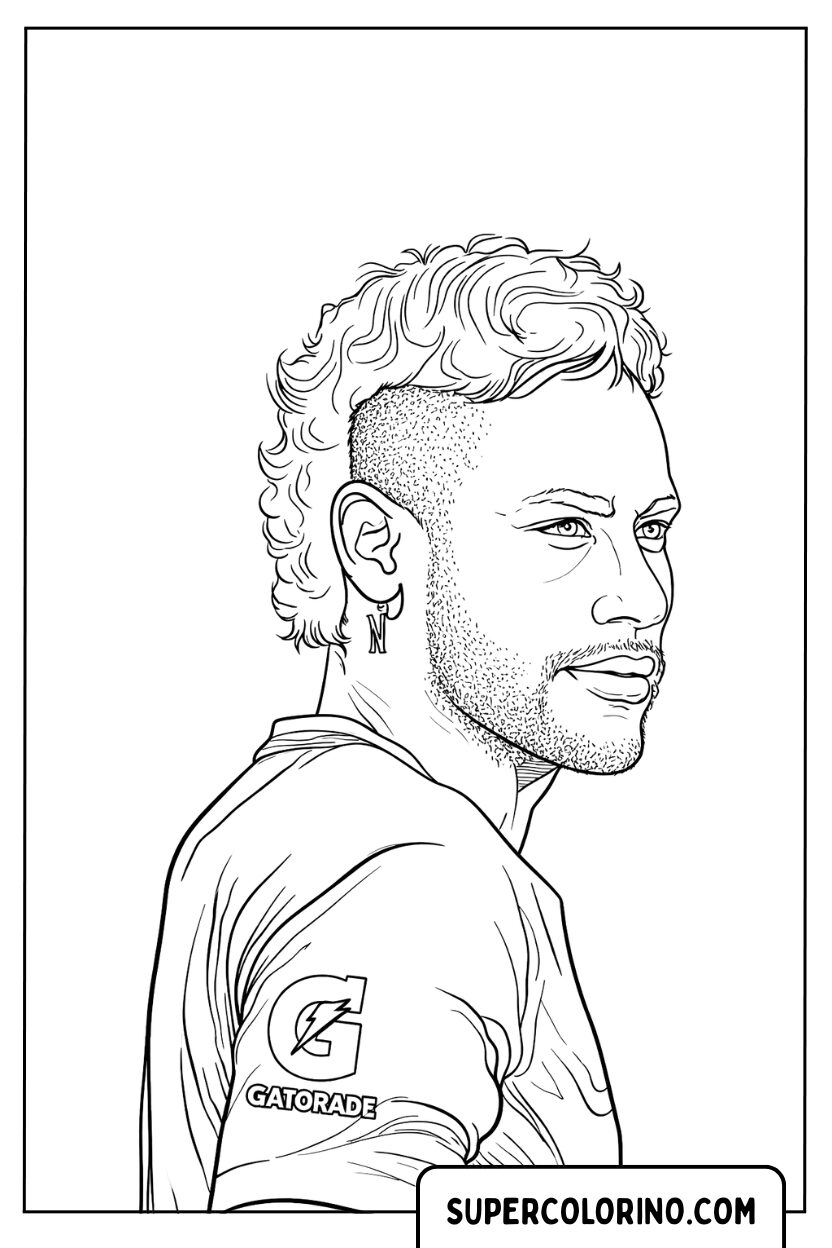 Dessins de profil Neymar avec coupe de cheveux moderne