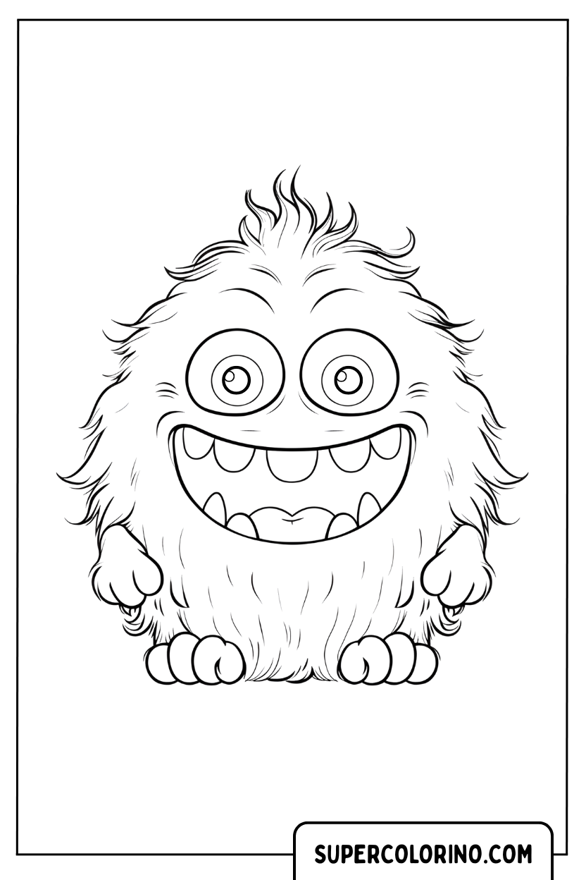 Design eines lächelnden und pelzigen Monsters