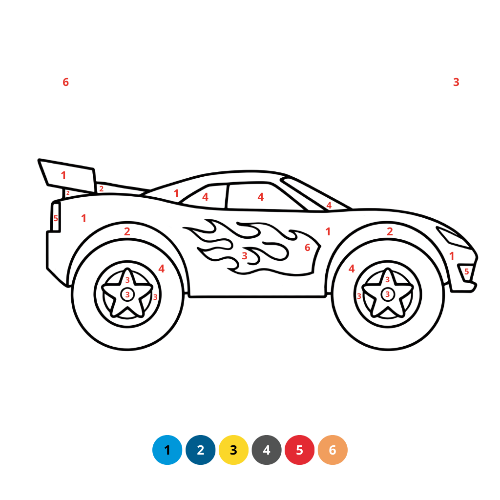 Disegni da colorare con i numeri Hot Wheels