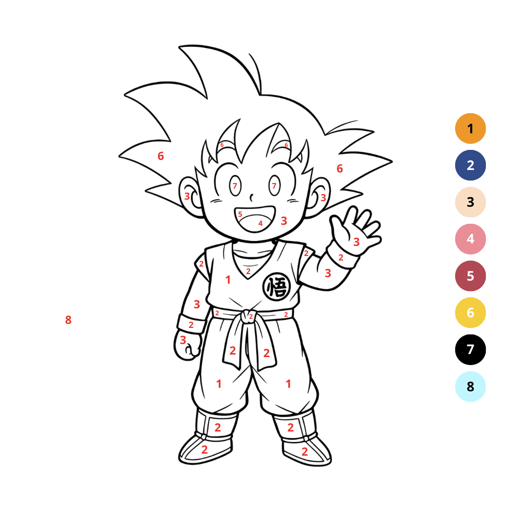 Goku Malvorlagen nach Zahlen