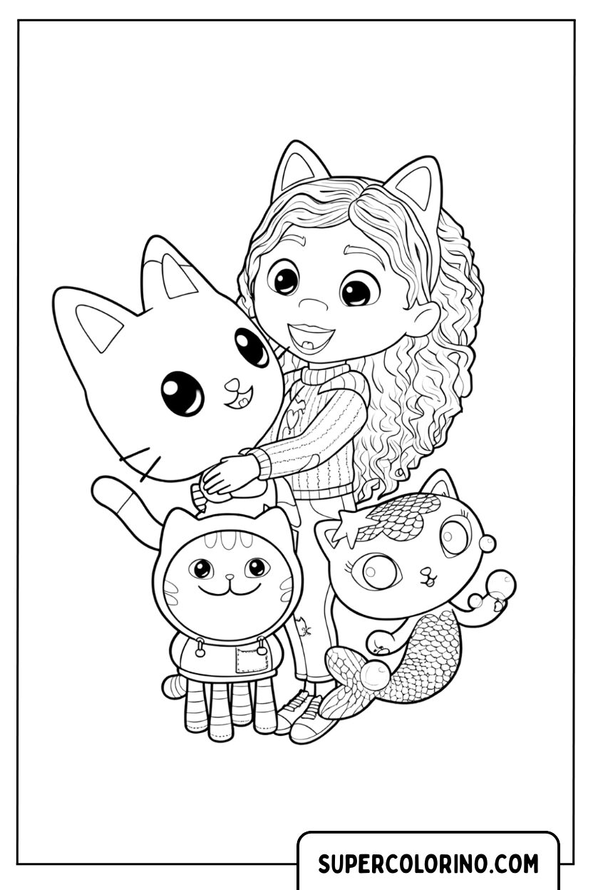 Coloriages Gabby, Pandy Paws, Baby Box et MerCat