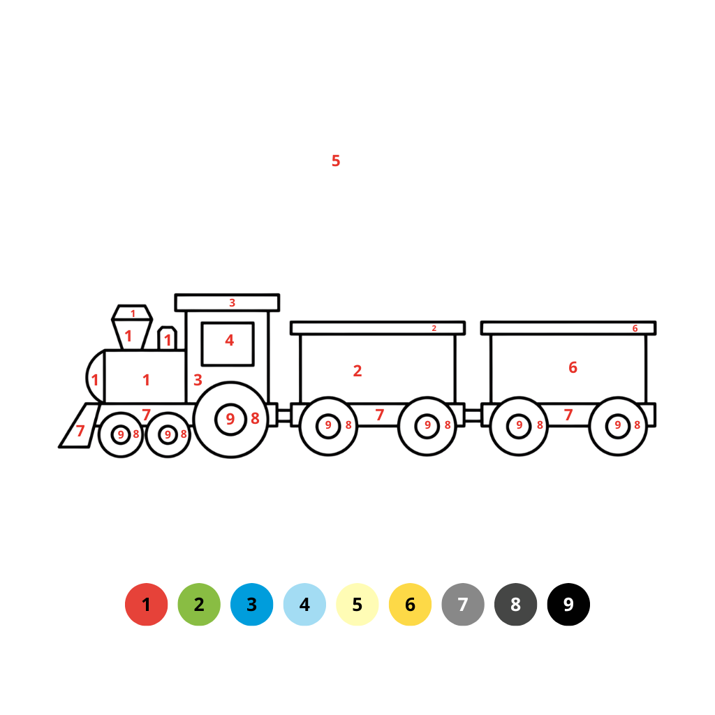 Coloriage avec numéros de train