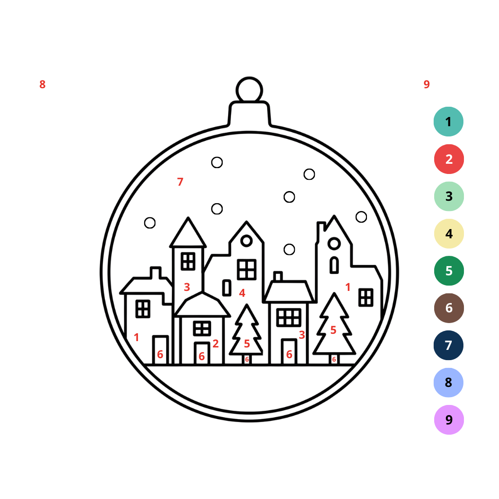 Coloriage par numéros de boules de Noël