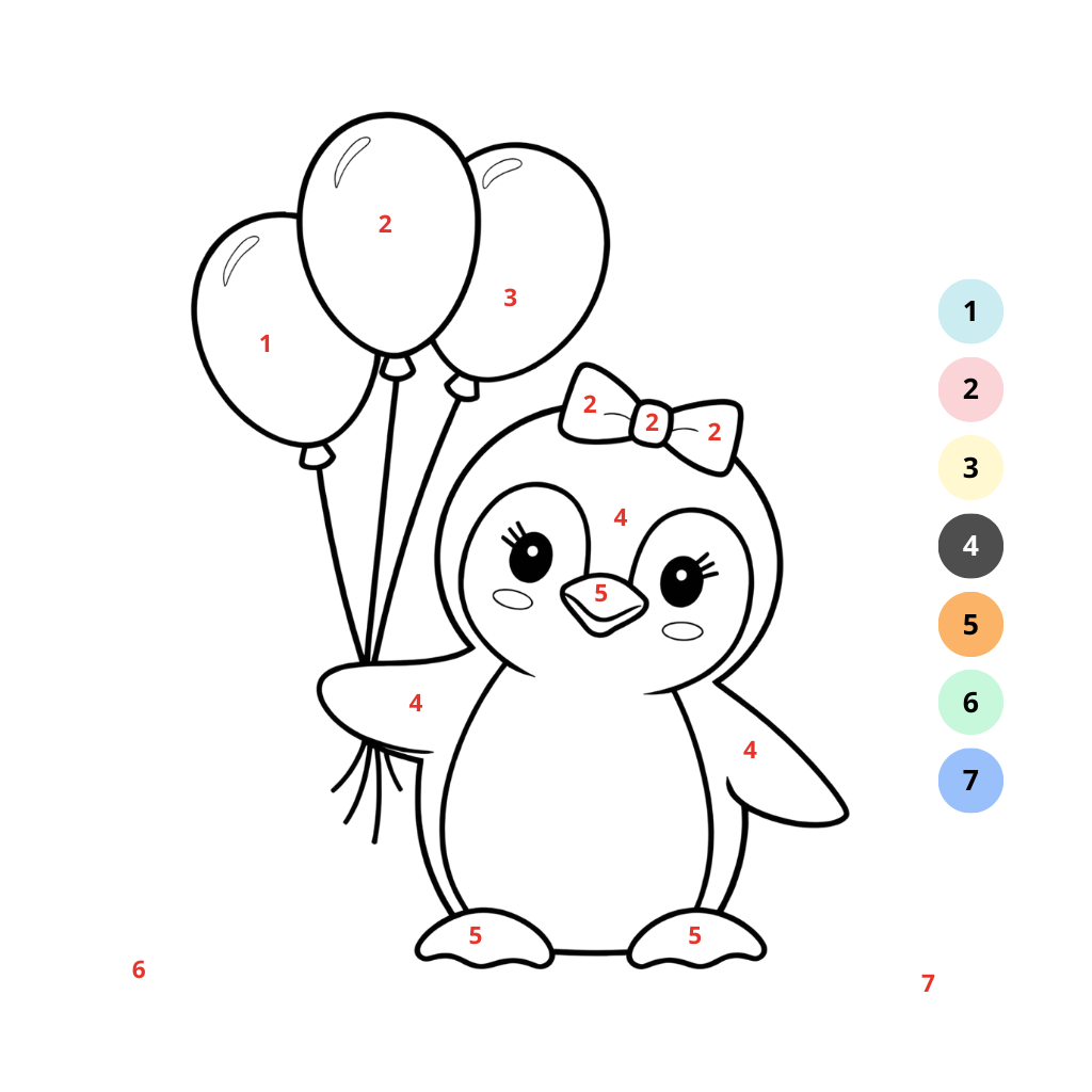 Coloriage de pingouin par numéros
