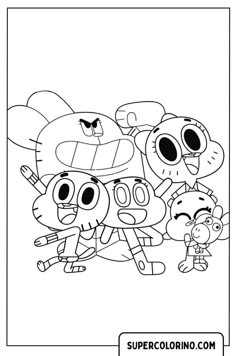 Malvorlage der wiedervereinten Familie Watterson